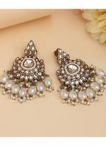   Festival Wear  White Color Kundan Earrings